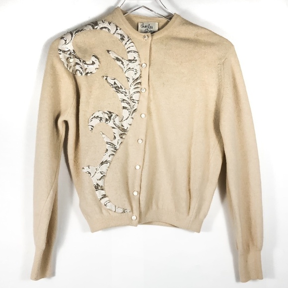 Charles Dickey Vintage Button Up Cream Cardigan - Picture 1 of 4